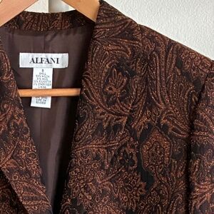 NWT Alfani Paisley Wool Blend Brown Blazer 8